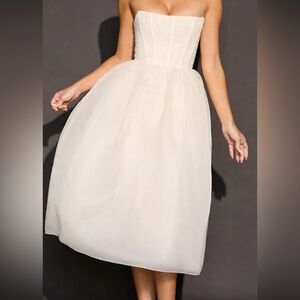 Oh, Polly Womens Dress, Off White, Strapless, size 4